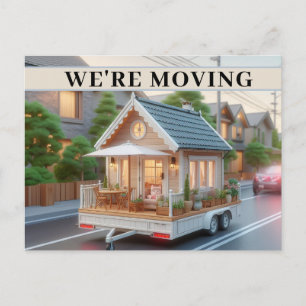 Invitation Carte Postale NOUS AVONS DÉMÉNAGÉ Whimsical Cottage on Wheels Op