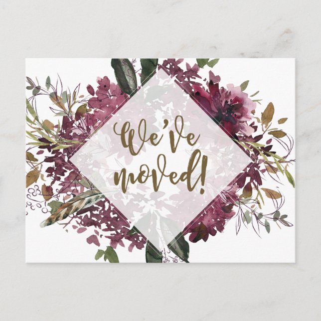 Invitation Carte Postale Nous avons déplacé le changement d'adresse fleur s (Devant)