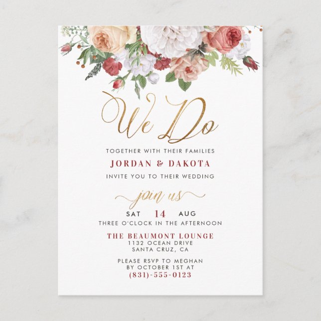 Invitation Carte Postale Nous faisons | Rose et chic Parties scintillant or (Devant)