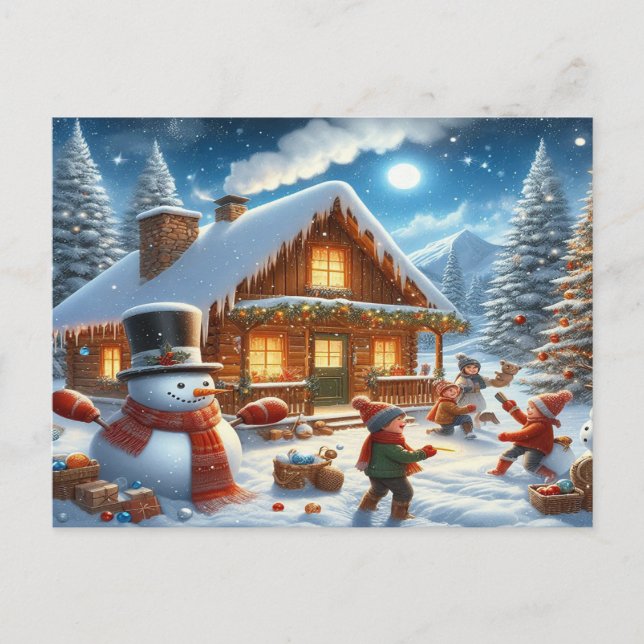 Invitation Carte Postale Nous souhaitons un joyeux Noël - O22 (Devant)