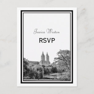 Invitation Carte Postale NYC Centrl Pk Lake San Remo Gravé RSVP 1