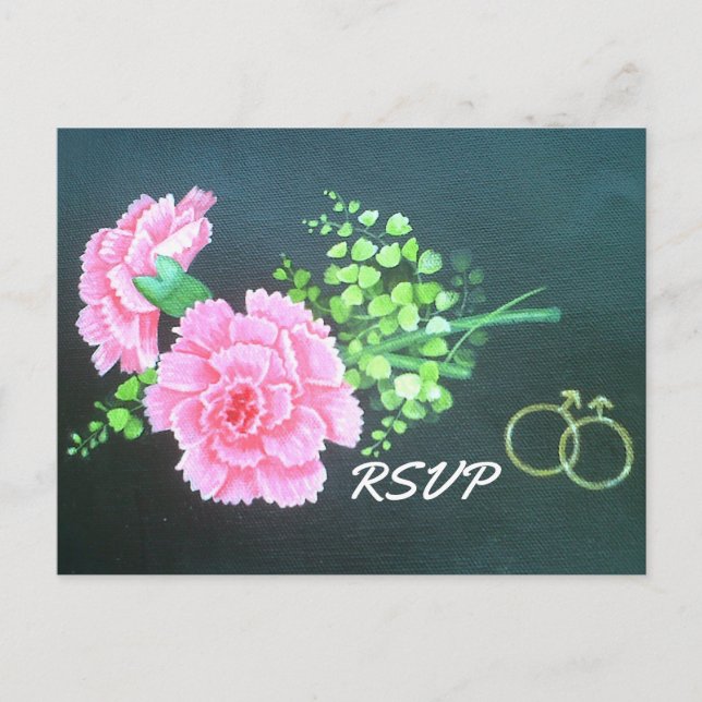 Invitation Carte Postale Oeillets roses Mariages gays Personnalisé RSVP (Devant)