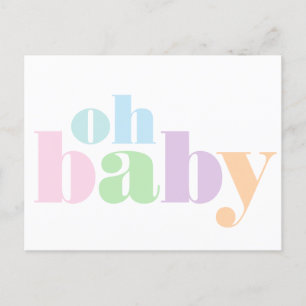 Invitation Carte Postale Oh Baby Modern Typographie Virtual Baby Girl Douch