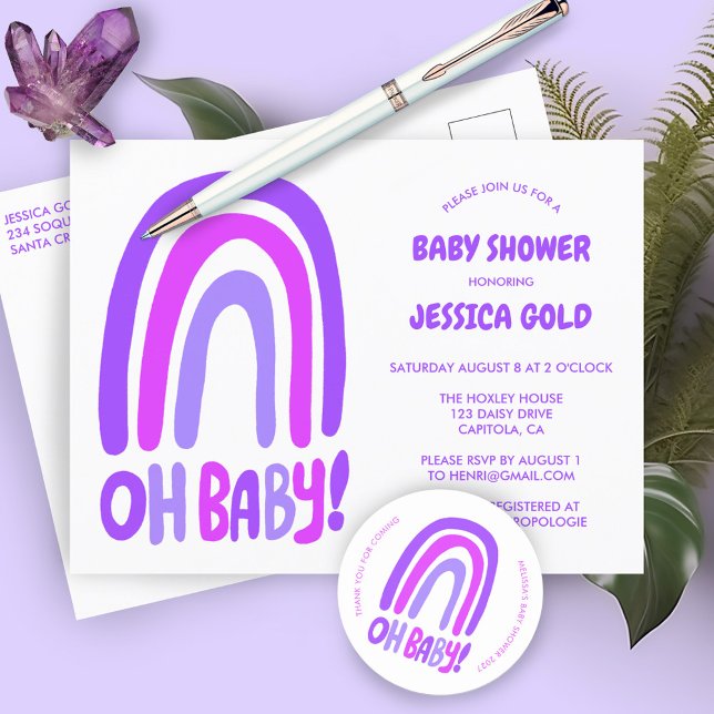 Invitation Carte Postale OH BABY SHOWER doux pourpre arc-en-ciel CUSTOM (OH BABY SHOWER Sweet Purple Rainbow CUSTOM Invitation Postcard
Baby Sprinkle Baby Shower Cute )