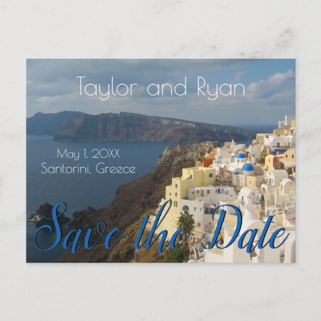 Invitation Carte Postale Oia, Santorin brille au soleil de l'après-midi. (Devant)