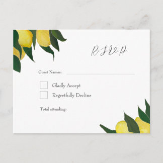 Invitation Carte Postale Oil Painted Lemons R.S.V.P Postcard