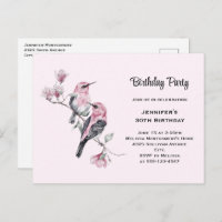 Oiseaux-chanteurs roses sur une branche d'arbre An