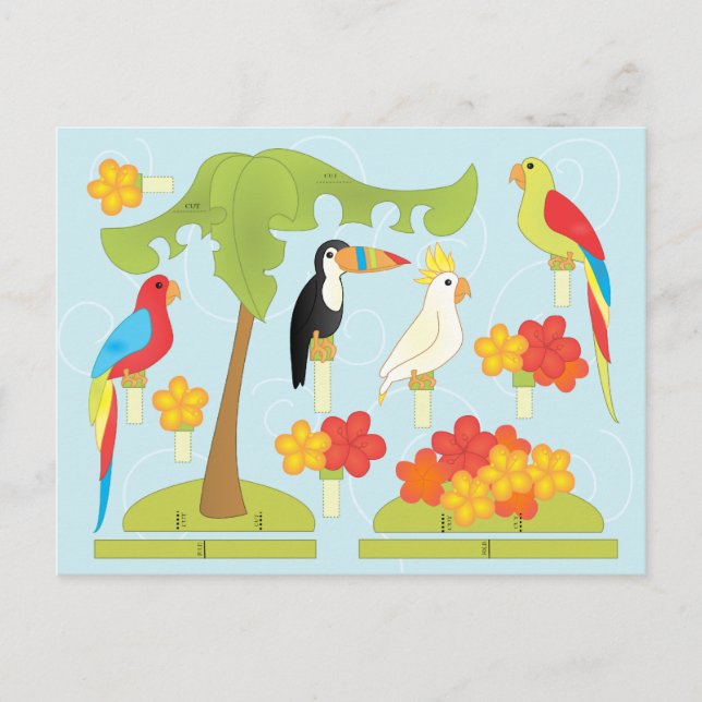 Invitation Carte Postale Oiseaux de jouets (Devant)