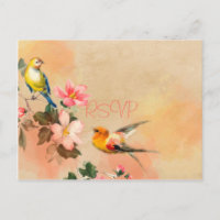 Oiseaux vintages et fleurs Mariage RSVP avec photo