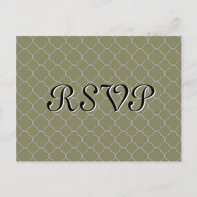 Invitation Carte Postale Olive Green Quatrefol RSVP (Devant)