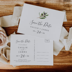 Invitation Carte Postale Olive Horizontale Save the Date Postcard
