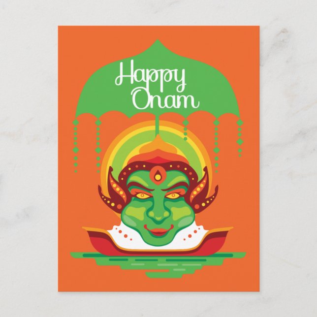 Invitation Carte Postale Onam Kathakali Face (Devant)