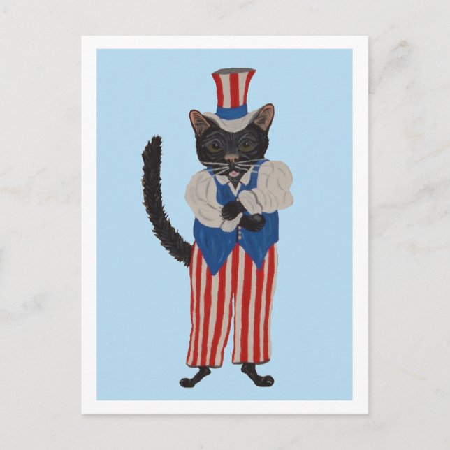 Invitation Carte Postale Oncle Sam Chat Noir (Devant)