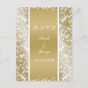 Invitation Carte Postale or champagne Mariage baroque