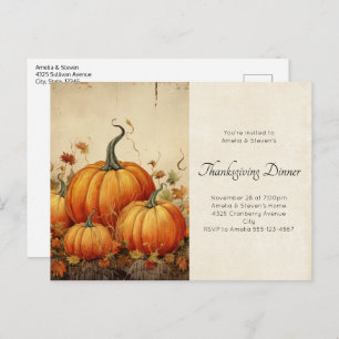 Invitation Carte Postale Orange Citrouille Russe Automne Thanksgiving