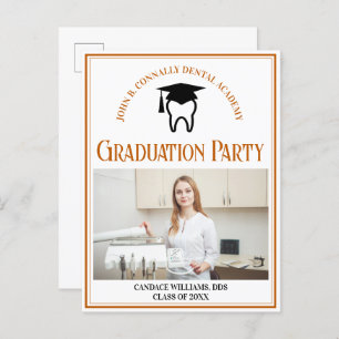 Invitation Carte Postale Orange Dental School Photo Custom Graduation Party