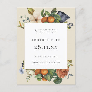 Invitation Carte Postale Orange Summer Floral Botanical Boho Enregistrer la