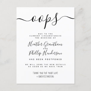 Invitation Carte Postale Oups Annonce de report de mariage en bonne et due 