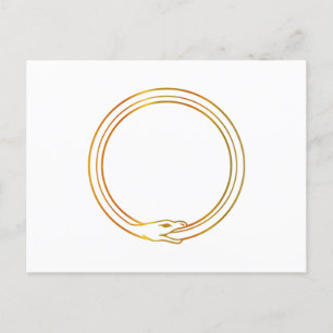 Invitation Carte Postale Ouroboros serpent doré symbole de serpent s'autodé