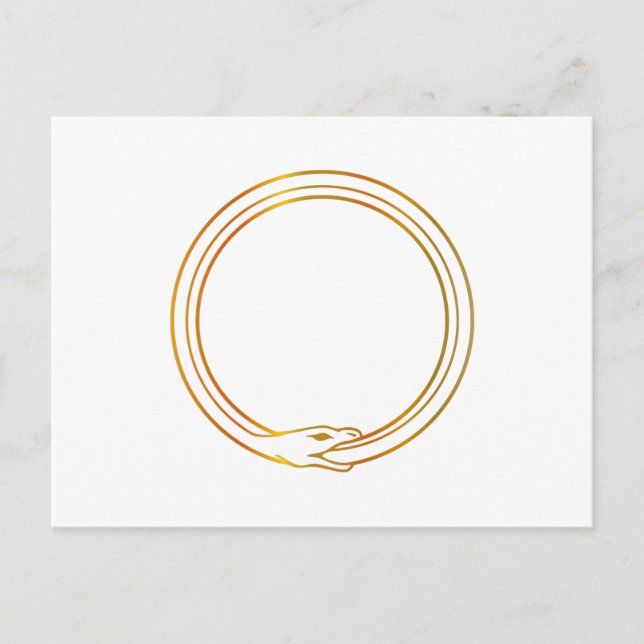 Invitation Carte Postale Ouroboros serpent doré symbole de serpent s'autodé (Devant)