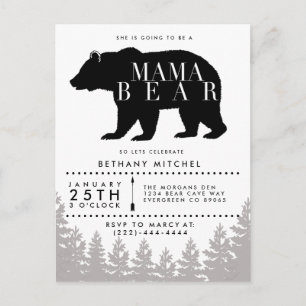 Invitation Carte Postale Ours de maman rustique BABY SHOWER