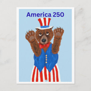 Invitation Carte Postale Ours en peluche Oncle Sam America 250