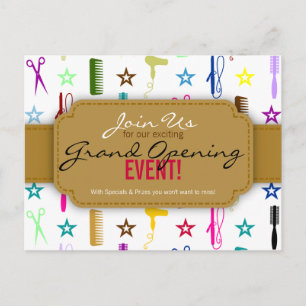 Invitation Carte Postale Ouverture officielle multicolore de salon de