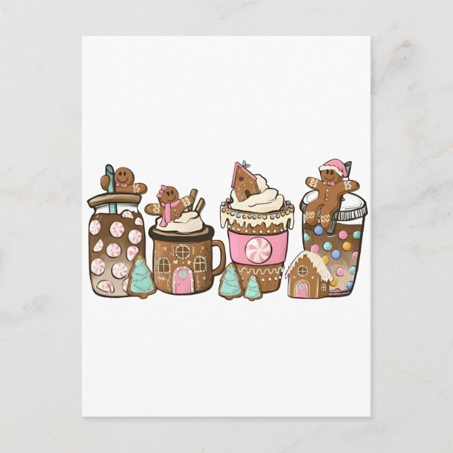 Invitation Carte Postale Pain d'épice dans un chocolat chaud Amoureux de No (Devant)