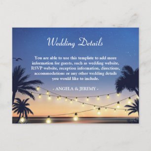 Invitation Carte Postale Palm Beach String Lights Mariage Details Encadreme