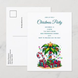 Invitation Carte Postale Palmier de Noël tropical