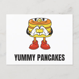 Invitation Carte Postale Pancakes nourriture visage Kawaii