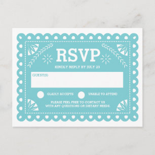 Invitation Carte Postale Papel Picado épousant RSVP
