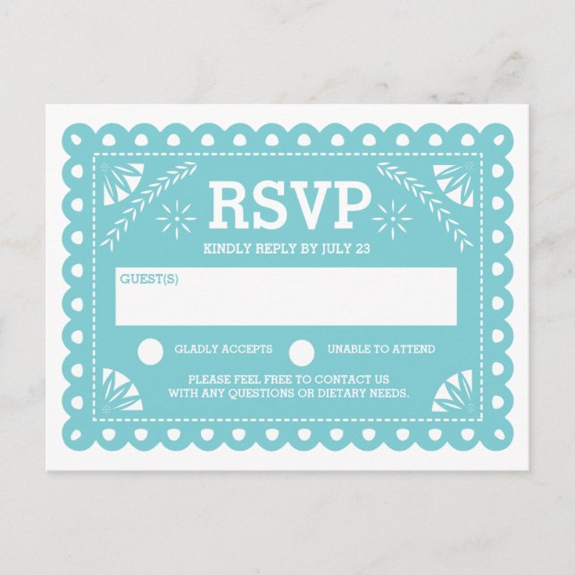 Invitation Carte Postale Papel Picado Wedding RSVP (Devant)