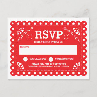 Invitation Carte Postale Papel Picado Wedding RSVP