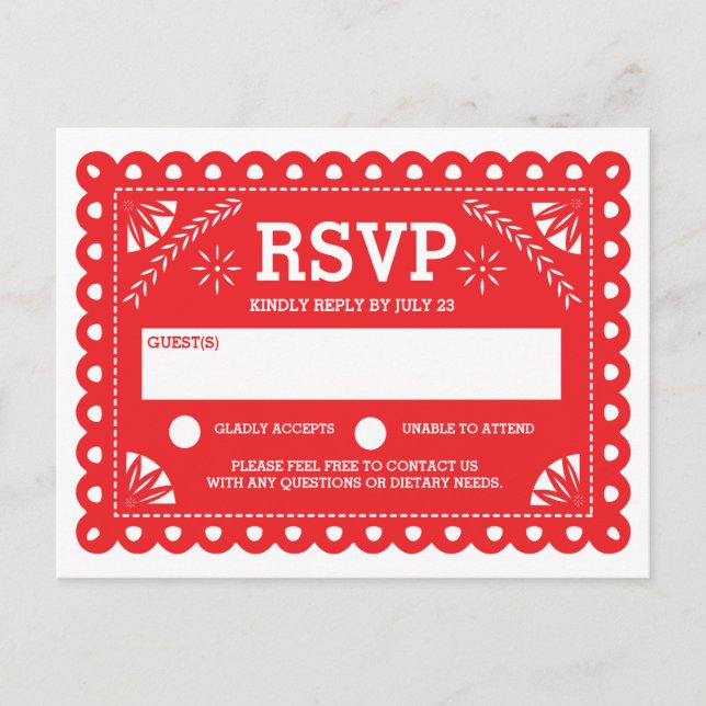 Invitation Carte Postale Papel Picado Wedding RSVP (Devant)