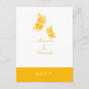 Invitation Carte Postale Papillon jaune simple Aurora RSVP 2