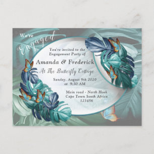 Invitation Carte Postale Papillons du Paradis/Tropical Turquoise Splash