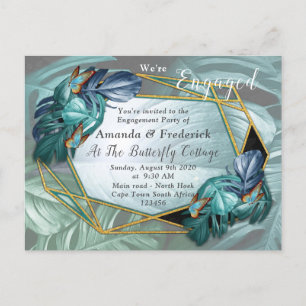 Invitation Carte Postale Papillons du Paradis/Tropical Turquoise Splash