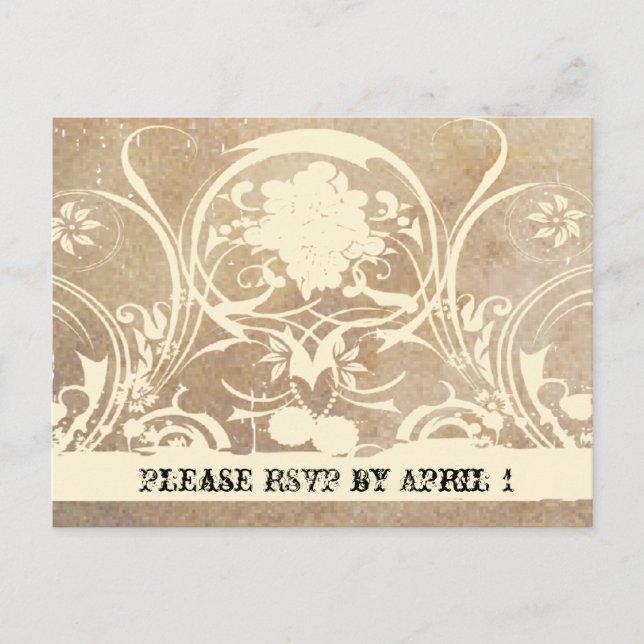 Invitation Carte Postale Parchemin De Dentelle Shabby RSVP (Devant)