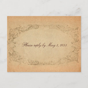Invitation Carte Postale Parchemin Oval antique RSVP