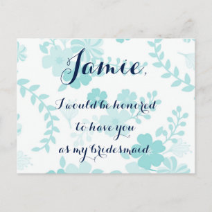 Invitation Carte Postale Pare-feu à fleurs bleu clair