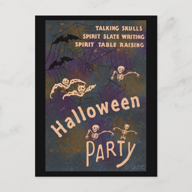 Invitation Carte Postale Parler Skulls Spirit Écrire Halloween Party (Devant)