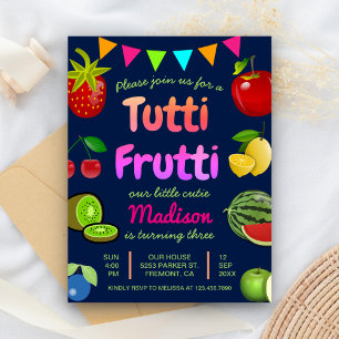 Invitation Carte Postale Parti Anniversaire de enfant de Cute Tutti Frutti