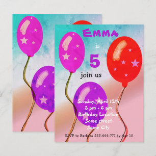Invitation Carte Postale Parti Anniversaire de enfant des Ballons rouges vi