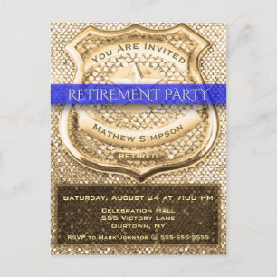 Invitation Carte Postale Parti de retraite des agents de police