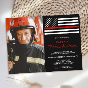 Invitation Carte Postale Parti de retraite moderne pompier Photo personnali