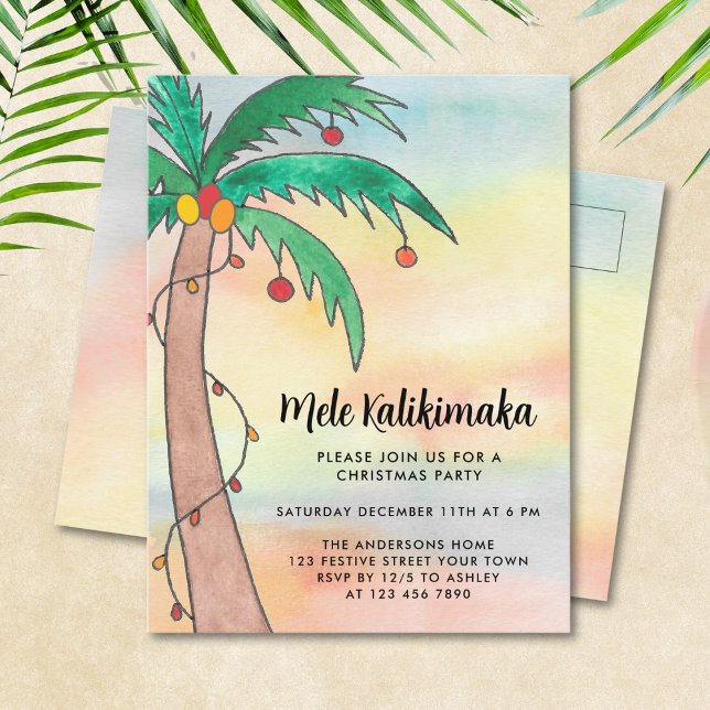 Invitation Carte Postale Parti Mele Kalikimaka (Créateur téléchargé)