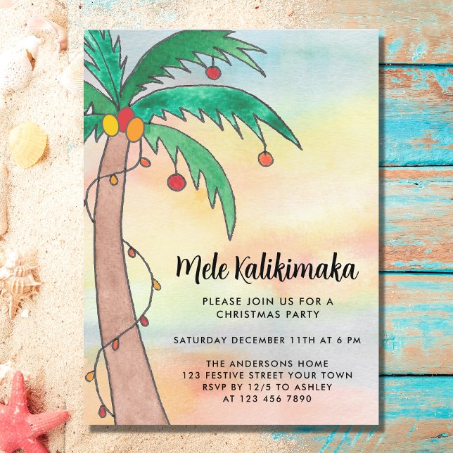 Invitation Carte Postale Parti Mele Kalikimaka (Créateur téléchargé)