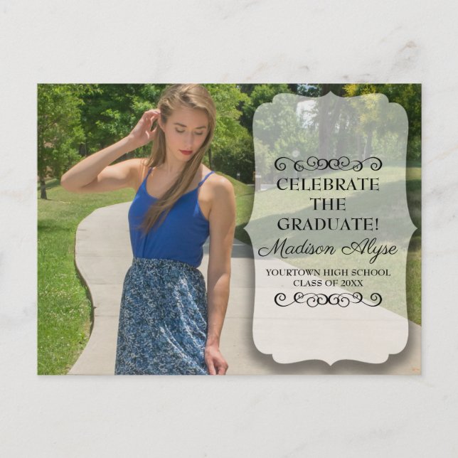 Invitation Carte Postale Partie de graduation photo customisée (Devant)