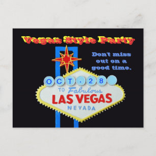 Invitation Carte Postale Partie faite sur commande de style de Vegas de